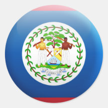 Belize Flag Round Stickers