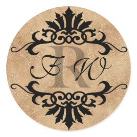 Belise Scroll Flourish Monogram (tan/black) sticker
