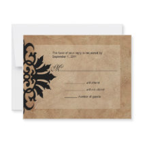 Belize Scroll Flourish RSVP (black/tan) Heather We Personalized Invitation