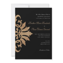 Belize Scroll Flourish (tan/black) 5x7 Wedding Personalized Announcement