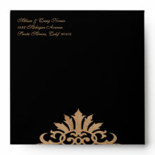 Belize Scroll Flourish (tan/black) Elegant envelope