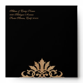 Belise Scroll Flourish (tan/black) Elegant envelope