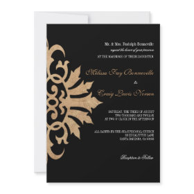 Belise Scroll Flourish (tan/black) Wedding invitation