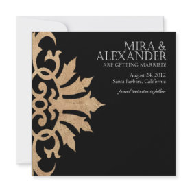 Belise Scroll Flourish (tan/black) Wedding invitation