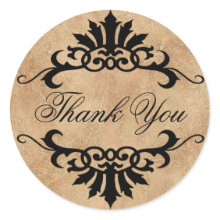 Belize Scroll Flourish Thank You (tan/black) sticker