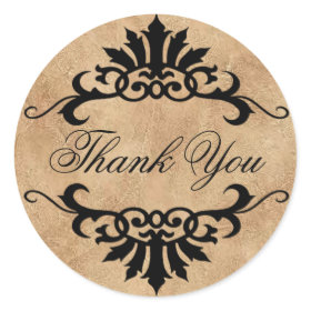 Belise Scroll Flourish Thank You (tan/black) sticker