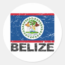 Belize Vintage Flag Round Stickers