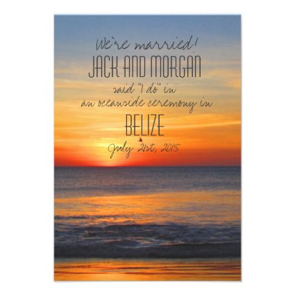 Belize We're Married Beach Wedding Announcements