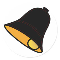Bell Black Red Left 45 deg The MUSEUM Zazzle Gifts Round Stickers