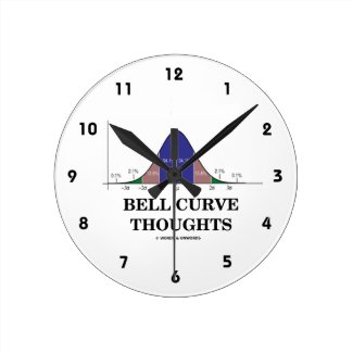 Bell Curve Thoughts (Statistics Humor) Round Wallclock
