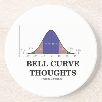 Bell Curve Thoughts (Statistics Humor) Drink Coaster