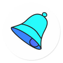 Bell Cyan Left 45 deg The MUSEUM Zazzle Gifts Round Stickers