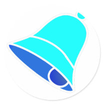 Bell Cyan Left Inv 45 deg The MUSEUM Zazzle Gifts Round Sticker