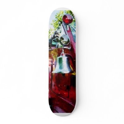 Bell on Fire Engine Custom Skate Board by SusanSavad