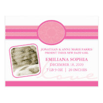 Bella Baby Blush Birth Announcement Postcard