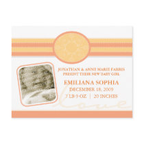 Bella Baby Citrus Birth Announcement postcards