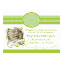 Bella Baby Seagrass Birth Announcement Post Card