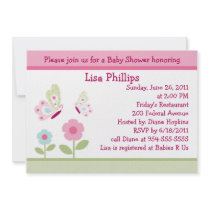 Bella Butterfly and Flowers Baby Shower Invitation