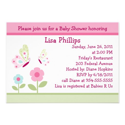 Bella Butterfly and Flowers Baby Shower Invitation