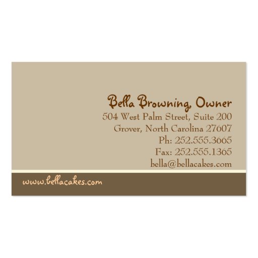 Bella Cake Business Card (back side)