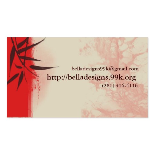 Bella Card Business Card (back side)