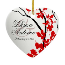Bella Cherry Blossoms Valentine Heart ornament