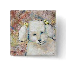 Bella is a Happy Dog - fun cute original art buttons