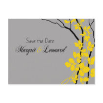 Bella Save the Date (silver/bright yellow/black) postcards by Special_Occasions Bella Save the Date (silver/bright yellow/black) postcards