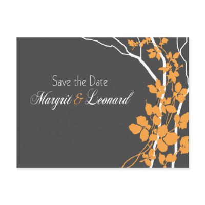 Bella Save the Date (slate/tangerine/white) Post Card by Special_Occasions