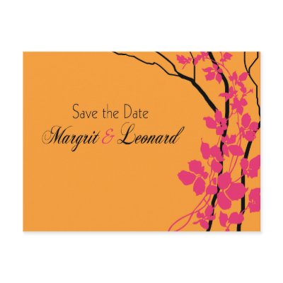 Bella Save the Date (tangerine/hot pink/black) Postcards by Special_Occasions