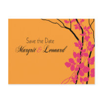 Bella Save the Date (tangerine/hot pink/black) postcards