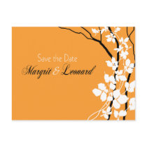 Bella Save the Date (tangerine/white/black) postcards by Special_Occasions Bella Save the Date (tangerine/white/black) postcards