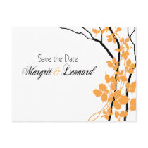 Bella Save the Date (white/tangerine/black) postcards by Special_Occasions Bella Save the Date (white/tangerine/black) postcards