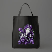 "Belladonna" Gothic Purple Skull Faerie Cavas Bag