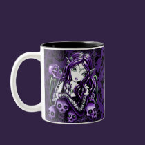 "Belladonna" Gothic Purple Skull Faerie Mug mugs