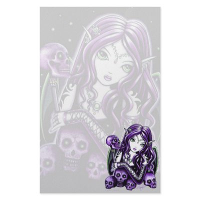 "Belladonna" Gothic Purple Skull Faerie Stationery by mykajelina