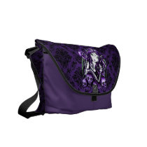 purple, gothic, fairy, fae, faery, fantasy, skulls, art, mykajelina, belladonna, Rickshaw messenger bag with custom graphic design