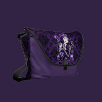 Belladonna Gothic Purple Skull Fairy Messenger Bag rickshaw messenger bags