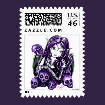 "Belladonna" Gothic Purple Skull Fairy Postage stamps