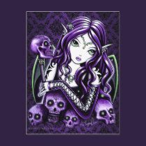 "Belladonna" Gothic Purple Skull Fairy Postcard postcards