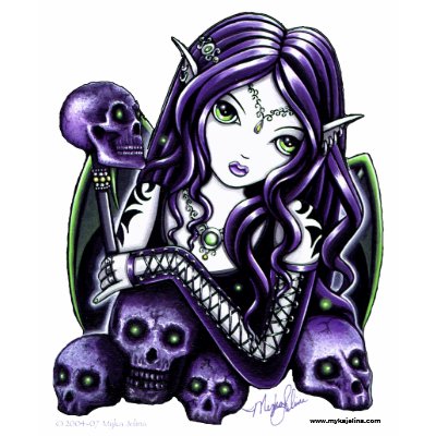 Belladonna Purple Skull Faery T-shirts by mykajelina