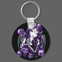 Belladonna Purple Skull Fairy Keychain