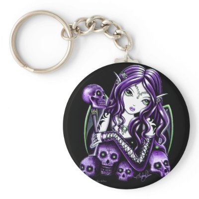 Belladonna Purple Skull Fairy Keychain by mykajelina