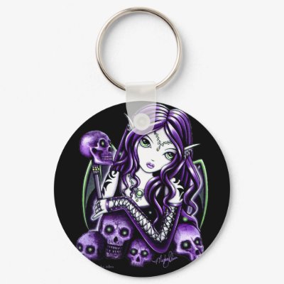 Belladonna Purple Skull Fairy Keychain by mykajelina