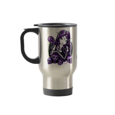 "Belladonna" Purple Skull Fairy Travel Mug by mykajelina