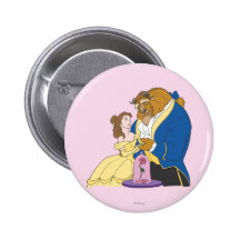 Belle and Beast Holding Hands Buttons