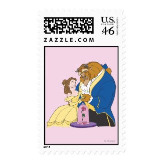Belle and Beast Holding Hands Postage