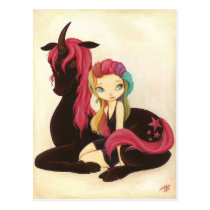 Belle and Night - fantasy rainbow goth unicorn postcards