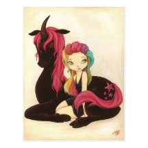 Belle and Night - fantasy rainbow goth unicorn Postcards