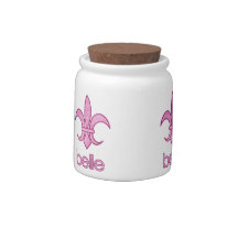 Belle Textured Fleur-de-Lis Candy Jar (light)